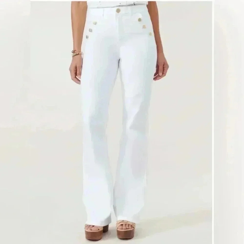 Wit & Wisdom White High-Rise Wide Leg Jeans